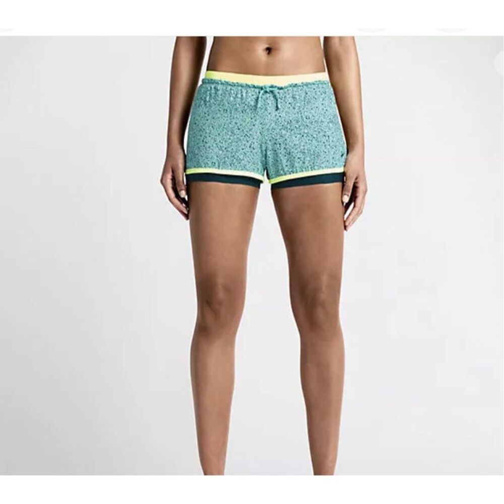 Nike Women's 2-in-1 Running Shorts XL Multicolor Splatter Spot Design Lined